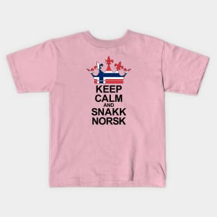 Keep Calm And Snakk Norsk Black Edition Kids T-Shirt